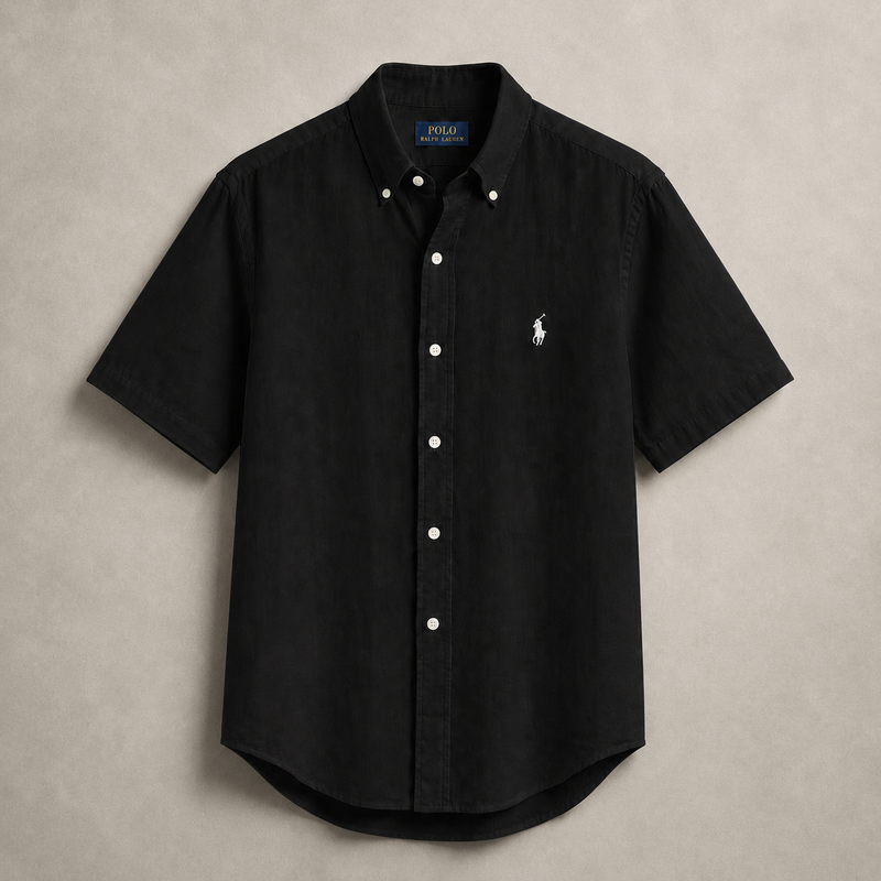Short-Sleeve Linen Textured Shirt