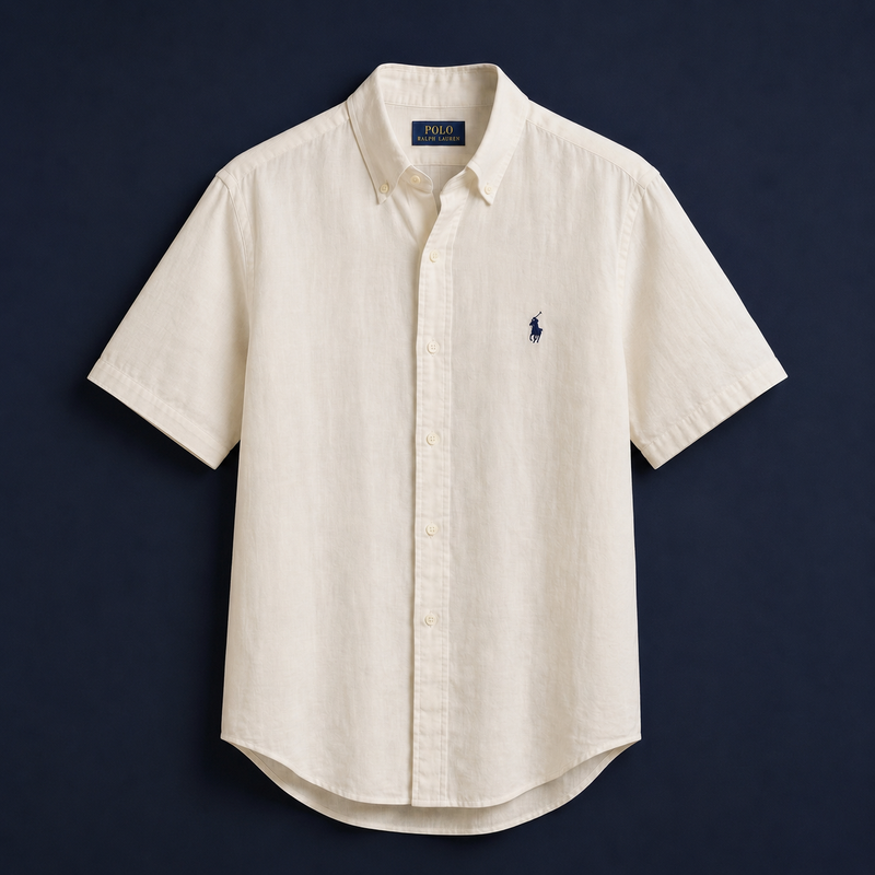 Short-Sleeve Linen Textured Shirt