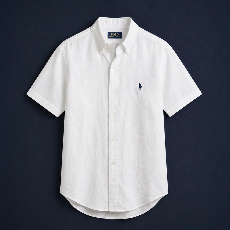 Short-Sleeve Linen Textured Shirt