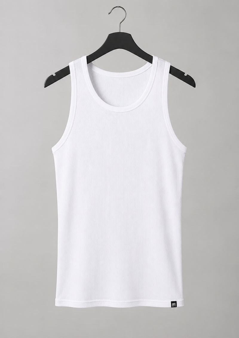 Essential Ribbed Tank Top — White